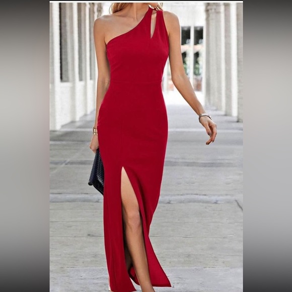 SOLD - Asymmetrical sexy red dress with slit - Picture 1 of 1